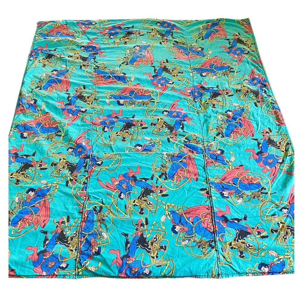 Vintace DC Comics Superman Throw Comforter Handmade 41x48 Blue Flannel Back
